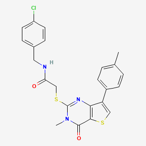 molecular formula C23H20ClN3O2S2 B3076729 N-[(4-chlorophenyl)methyl]-2-{[3-methyl-7-(4-methylphenyl)-4-oxo-3H,4H-thieno[3,2-d]pyrimidin-2-yl]sulfanyl}acetamide CAS No. 1040683-26-8