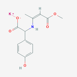 molecular formula C₁₃H₁₄KNO₅ B030781 Potassium 2-(4-hydroxyphenyl)-2-((4-methoxy-4-oxobut-2-en-2-yl)amino)acetate CAS No. 69416-61-1
