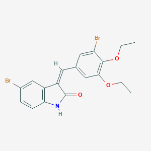 molecular formula C19H17Br2NO3 B307813 (3Z)-5-BROMO-3-[(3-BROMO-4,5-DIETHOXYPHENYL)METHYLIDENE]-2,3-DIHYDRO-1H-INDOL-2-ONE 