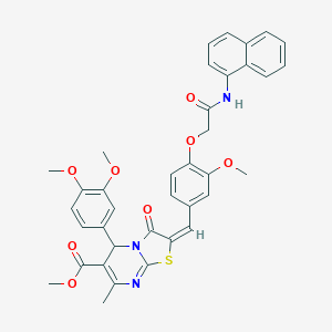 molecular formula C37H33N3O8S B307837 methyl 5-(3,4-dimethoxyphenyl)-2-{3-methoxy-4-[2-(1-naphthylamino)-2-oxoethoxy]benzylidene}-7-methyl-3-oxo-2,3-dihydro-5H-[1,3]thiazolo[3,2-a]pyrimidine-6-carboxylate 