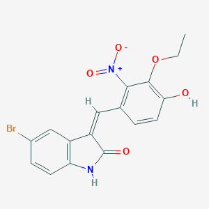 molecular formula C17H13BrN2O5 B307840 (3Z)-5-BROMO-3-[(3-ETHOXY-4-HYDROXY-2-NITROPHENYL)METHYLIDENE]-2,3-DIHYDRO-1H-INDOL-2-ONE 