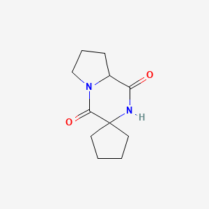 molecular formula C11H16N2O2 B3079073 Tetrahydro-4'H-spiro[cyclopentane-1,3'-pyrrolo[1,2-a]pyrazine]-1',4'(2'H)-dione CAS No. 106025-30-3