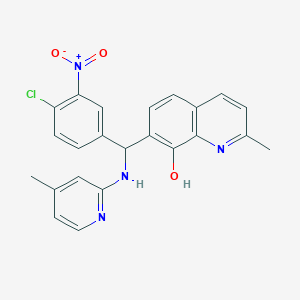 molecular formula C23H19ClN4O3 B307942 7-[(4-CHLORO-3-NITROPHENYL)[(4-METHYLPYRIDIN-2-YL)AMINO]METHYL]-2-METHYLQUINOLIN-8-OL 
