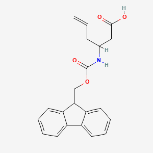 molecular formula C21H21NO4 B3079651 3-((((9H-Fluoren-9-yl)methoxy)carbonyl)amino)hex-5-enoic acid CAS No. 1072488-52-8