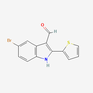 molecular formula C13H8BrNOS B3080209 5-Bromo-2-(thiophen-2-yl)-1H-indole-3-carbaldehyde CAS No. 1082467-39-7