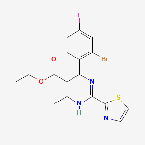 Ethyl 4-(2-bromo-4-fluorophenyl)-6-methyl-2-(thiazol-2-yl)-1,4-dihydropyrimidine-5-carboxylate