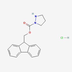 molecular formula C18H19ClN2O2 B3080957 (9H-Fluoren-9-yl)methyl pyrazolidine-1-carboxylate hydrochloride CAS No. 1093755-81-7