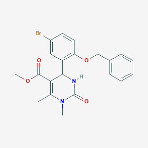 molecular formula C21H21BrN2O4 B308114 Methyl 4-[2-(benzyloxy)-5-bromophenyl]-1,6-dimethyl-2-oxo-1,2,3,4-tetrahydropyrimidine-5-carboxylate 