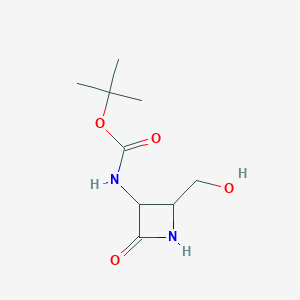 molecular formula C9H16N2O4 B3081428 tert-Butyl ((2S)-2-(hydroxymethyl)-4-oxoazetidin-3-yl)carbamate CAS No. 110312-83-9