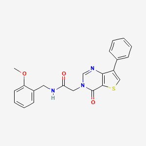 molecular formula C22H19N3O3S B3081539 N-(2-methoxybenzyl)-2-(4-oxo-7-phenylthieno[3,2-d]pyrimidin-3(4H)-yl)acetamide CAS No. 1105206-73-2