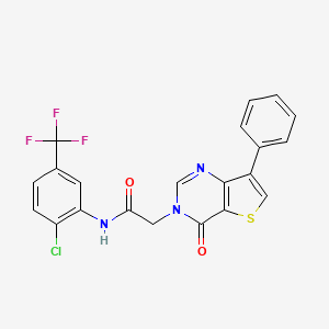 molecular formula C21H13ClF3N3O2S B3081580 N-[2-chloro-5-(trifluoromethyl)phenyl]-2-{4-oxo-7-phenyl-3H,4H-thieno[3,2-d]pyrimidin-3-yl}acetamide CAS No. 1105235-63-9