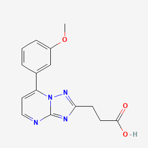 molecular formula C15H14N4O3 B3082233 3-[7-(3-Methoxyphenyl)-[1,2,4]triazolo[1,5-a]pyrimidin-2-yl]propanoic acid CAS No. 1119499-77-2