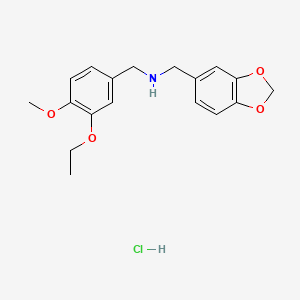 molecular formula C18H22ClNO4 B3083020 Benzo[1,3]dioxol-5-ylmethyl-(3-ethoxy-4-methoxy-benzyl)-amine hydrochloride CAS No. 1135238-32-2