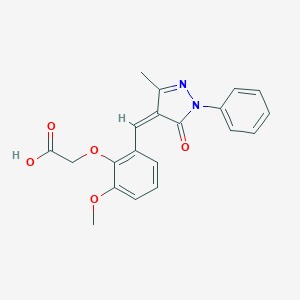molecular formula C20H18N2O5 B308317 2-(2-METHOXY-6-{[(4Z)-3-METHYL-5-OXO-1-PHENYL-4,5-DIHYDRO-1H-PYRAZOL-4-YLIDENE]METHYL}PHENOXY)ACETIC ACID 