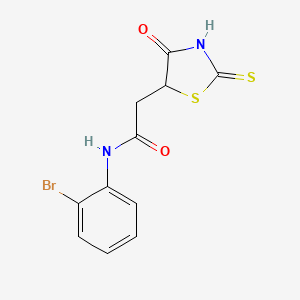 molecular formula C11H9BrN2O2S2 B3083477 N-(2-bromophenyl)-2-(2-mercapto-4-oxo-4,5-dihydro-1,3-thiazol-5-yl)acetamide CAS No. 1142200-07-4