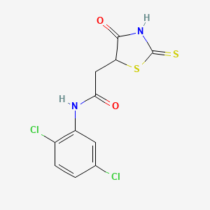 molecular formula C11H8Cl2N2O2S2 B3083522 N-(2,5-dichlorophenyl)-2-(2-mercapto-4-oxo-4,5-dihydro-1,3-thiazol-5-yl)acetamide CAS No. 1142200-28-9