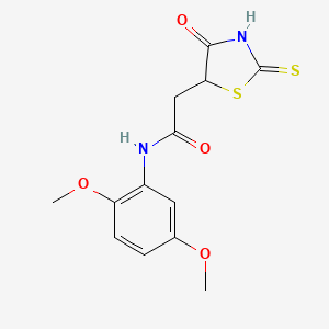 molecular formula C13H14N2O4S2 B3083861 N-(2,5-dimethoxyphenyl)-2-(2-mercapto-4-oxo-4,5-dihydro-1,3-thiazol-5-yl)acetamide CAS No. 1142206-63-0