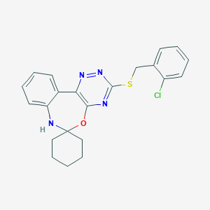 molecular formula C22H21ClN4OS B308389 3'-[(2-chlorobenzyl)thio]-7'H-spiro[cyclohexane-1,6'-[1,2,4]triazino[5,6-d][3,1]benzoxazepine] 