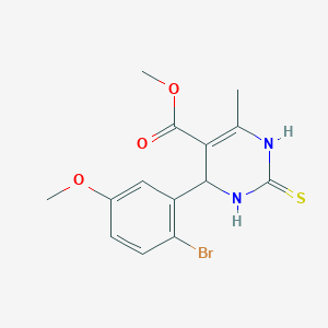 molecular formula C14H15BrN2O3S B308436 Methyl 4-(2-bromo-5-methoxyphenyl)-6-methyl-2-thioxo-1,2,3,4-tetrahydro-5-pyrimidinecarboxylate 