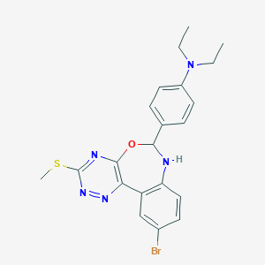 molecular formula C21H22BrN5OS B308447 N-{4-[10-BROMO-3-(METHYLSULFANYL)-6,7-DIHYDRO[1,2,4]TRIAZINO[5,6-D][3,1]BENZOXAZEPIN-6-YL]PHENYL}-N,N-DIETHYLAMINE 