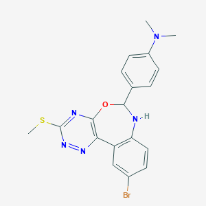 molecular formula C19H18BrN5OS B308448 N-{4-[10-BROMO-3-(METHYLSULFANYL)-6,7-DIHYDRO[1,2,4]TRIAZINO[5,6-D][3,1]BENZOXAZEPIN-6-YL]PHENYL}-N,N-DIMETHYLAMINE 