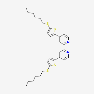 molecular formula C30H36N2S4 B3084927 4,4'-Bis(5-(hexylthio)thiophen-2-yl)-2,2'-bipyridine CAS No. 1146182-96-8