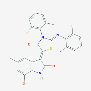 molecular formula C28H24BrN3O2S B308496 (5Z)-5-(7-bromo-5-methyl-2-oxo-1H-indol-3-ylidene)-3-(2,6-dimethylphenyl)-2-(2,6-dimethylphenyl)imino-1,3-thiazolidin-4-one 
