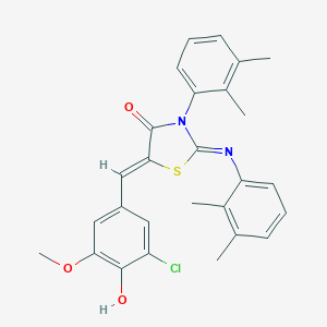 molecular formula C27H25ClN2O3S B308506 5-(3-Chloro-4-hydroxy-5-methoxybenzylidene)-3-(2,3-dimethylphenyl)-2-[(2,3-dimethylphenyl)imino]-1,3-thiazolidin-4-one 
