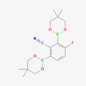 molecular formula C17H22B2FNO4 B3085071 2-Cyano-4-fluoro-1,3-phenylenediboronic acid CAS No. 1150271-28-5