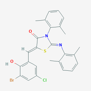 molecular formula C26H22BrClN2O2S B308621 5-(3-Bromo-5-chloro-2-hydroxybenzylidene)-3-(2,6-dimethylphenyl)-2-[(2,6-dimethylphenyl)imino]-1,3-thiazolidin-4-one 