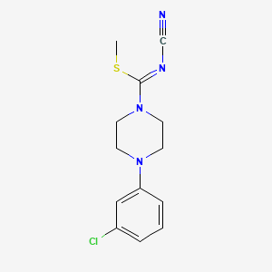 molecular formula C13H15ClN4S B3086816 methyl 4-(3-chlorophenyl)-N-cyanotetrahydro-1(2H)-pyrazinecarbimidothioate CAS No. 1164548-40-6