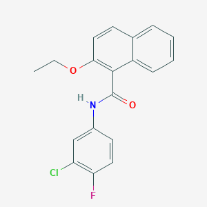 molecular formula C19H15ClFNO2 B308831 N-(3-chloro-4-fluorophenyl)-2-ethoxy-1-naphthamide 