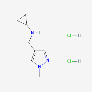 molecular formula C8H15Cl2N3 B3088583 N-[(1-Methyl-1H-pyrazol-4-yl)methyl]cyclopropanamine dihydrochloride CAS No. 1185394-34-6