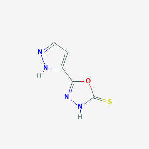 molecular formula C5H4N4OS B3089262 5-(1H-pyrazol-5-yl)-1,3,4-oxadiazole-2-thiol CAS No. 119073-82-4