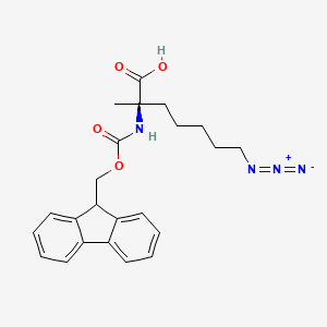 molecular formula C23H26N4O4 B3089303 (R)-2-((((9H-fluoren-9-yl)methoxy)carbonyl)amino)-7-azido-2-methylheptanoic acid CAS No. 1191429-12-5