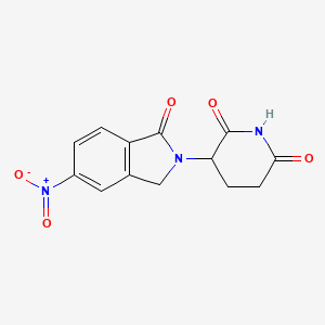 molecular formula C13H11N3O5 B3089785 3-(5-Nitro-1-oxoisoindolin-2-yl)piperidine-2,6-dione CAS No. 1198787-23-3