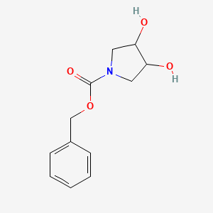 molecular formula C12H15NO4 B3090455 Benzyl 3,4-dihydroxypyrrolidine-1-carboxylate CAS No. 1211572-98-3