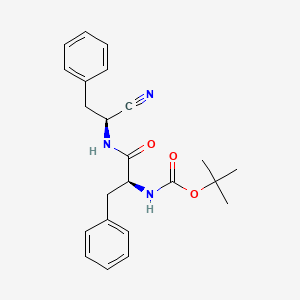 molecular formula C23H27N3O3 B3090548 tert-Butyl (S)-1-((S)-1-cyano-2-phenylethylamino)- 1-oxo-3-phenylpropan-2-ylcarbamate CAS No. 1212136-72-5