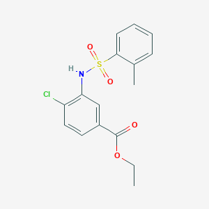 molecular formula C16H16ClNO4S B309154 Ethyl 4-chloro-3-{[(2-methylphenyl)sulfonyl]amino}benzoate 