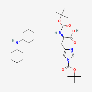molecular formula C28H48N4O6 B3091615 N-cyclohexylcyclohexanamine;(2R)-2-[(2-methylpropan-2-yl)oxycarbonylamino]-3-[1-[(2-methylpropan-2-yl)oxycarbonyl]imidazol-4-yl]propanoic acid CAS No. 1217849-01-8