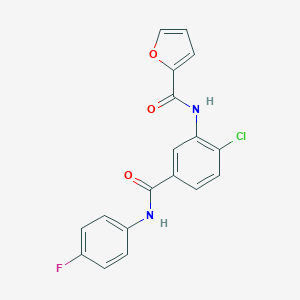 molecular formula C18H12ClFN2O3 B309171 N-[2-chloro-5-[(4-fluorophenyl)carbamoyl]phenyl]furan-2-carboxamide 