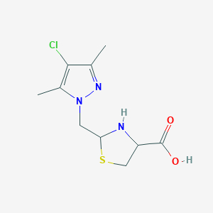 2-[(4-chloro-3,5-dimethyl-1H-pyrazol-1-yl)methyl]-1,3-thiazolidine-4-carboxylic acid