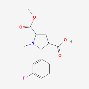 2-(3-Fluorophenyl)-5-(methoxycarbonyl)-1-methyl-3-pyrrolidinecarboxylic acid