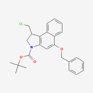 molecular formula C25H26ClNO3 B3092339 tert-Butyl 5-(benzyloxy)-1-(chloromethyl)-1,2-dihydro-3H-benzo[e]indole-3-carboxylate CAS No. 122745-40-8
