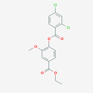 molecular formula C17H14Cl2O5 B309269 4-(Ethoxycarbonyl)-2-methoxyphenyl 2,4-dichlorobenzoate 