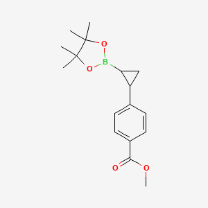 molecular formula C17H23BO4 B3093002 rel-methyl 4-((1R,2R)-2-(4,4,5,5-tetramethyl-1,3,2-dioxaborolan-2-yl)cyclopropyl)benzoate CAS No. 1240492-31-2