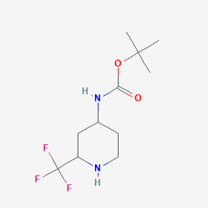 molecular formula C11H19F3N2O2 B3094106 tert-Butyl (2-(trifluoromethyl)piperidin-4-yl)carbamate CAS No. 1255098-97-5