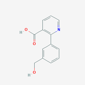 molecular formula C13H11NO3 B3094135 2-(3-(Hydroxymethyl)phenyl)nicotinic acid CAS No. 1255635-06-3