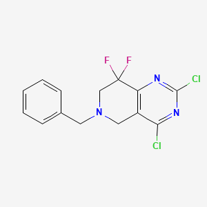 molecular formula C14H11Cl2F2N3 B3094146 6-Benzyl-2,4-dichloro-8,8-difluoro-5,6,7,8-tetrahydropyrido[4,3-d]pyrimidine CAS No. 1255666-47-7