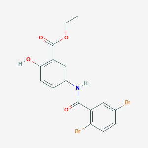 molecular formula C16H13Br2NO4 B309417 Ethyl 5-[(2,5-dibromobenzoyl)amino]-2-hydroxybenzoate 